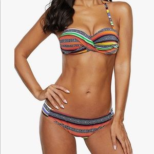 Sidefeel Halter Push Up Twist Bandeau Bikini Top